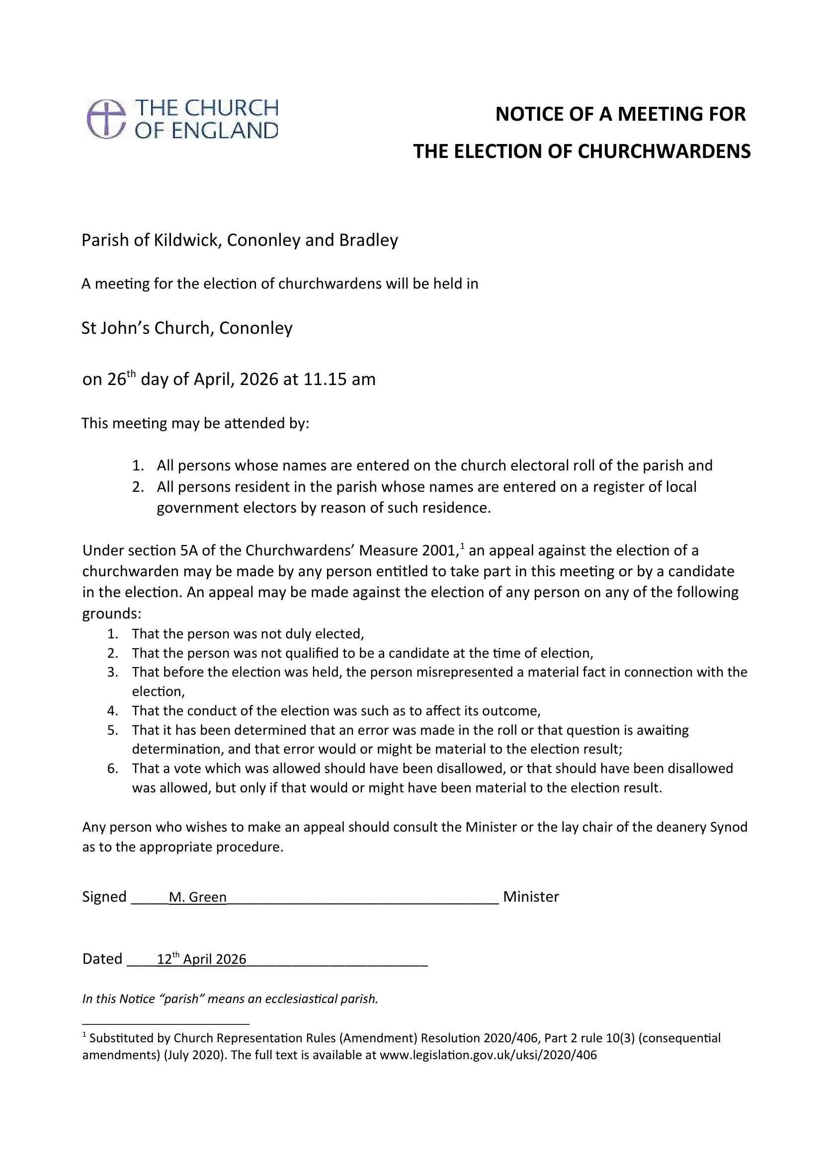 2303 Election of Churchwardens